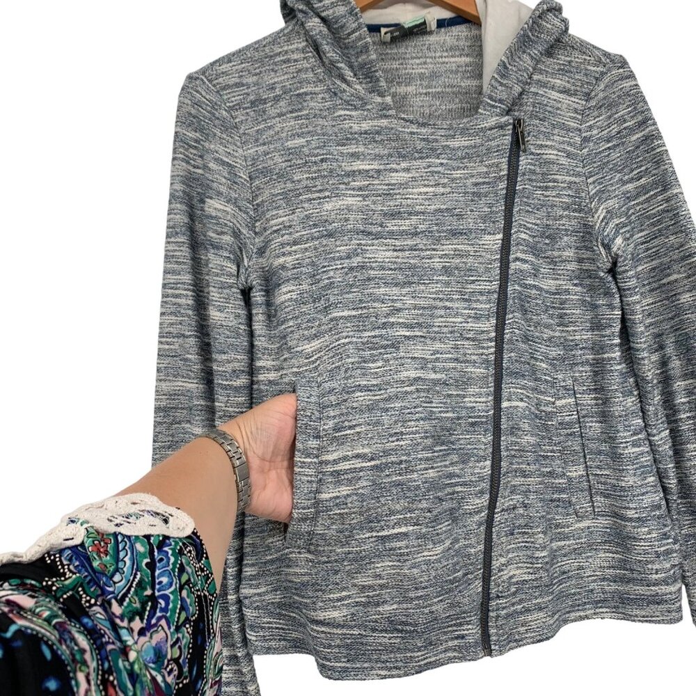 Anthropologie Saturday Sunday S Gray Jacket Hooded Zipper Accent Pockets Comfy - Picture 6 of 12